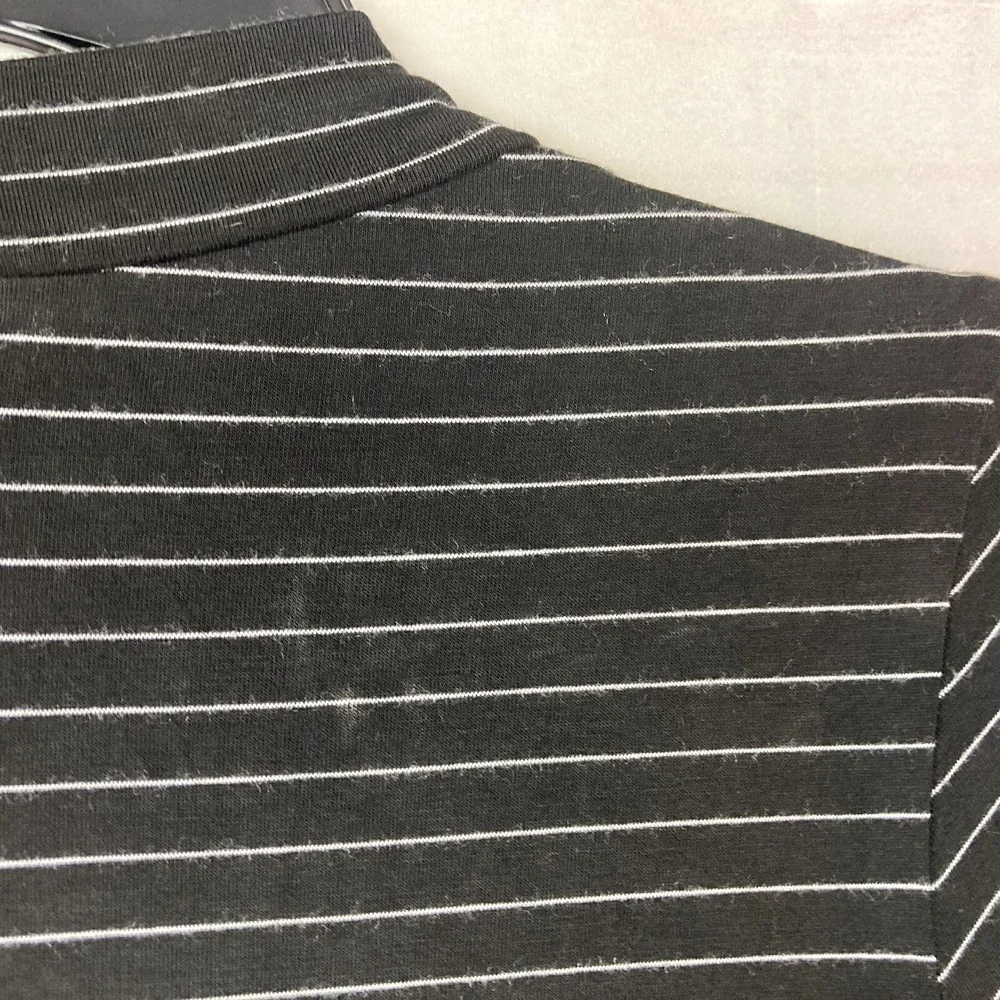 Comfy USA Cardigan Womens XS Black‎ White Striped Zip Front V-Neck Long Sleeve